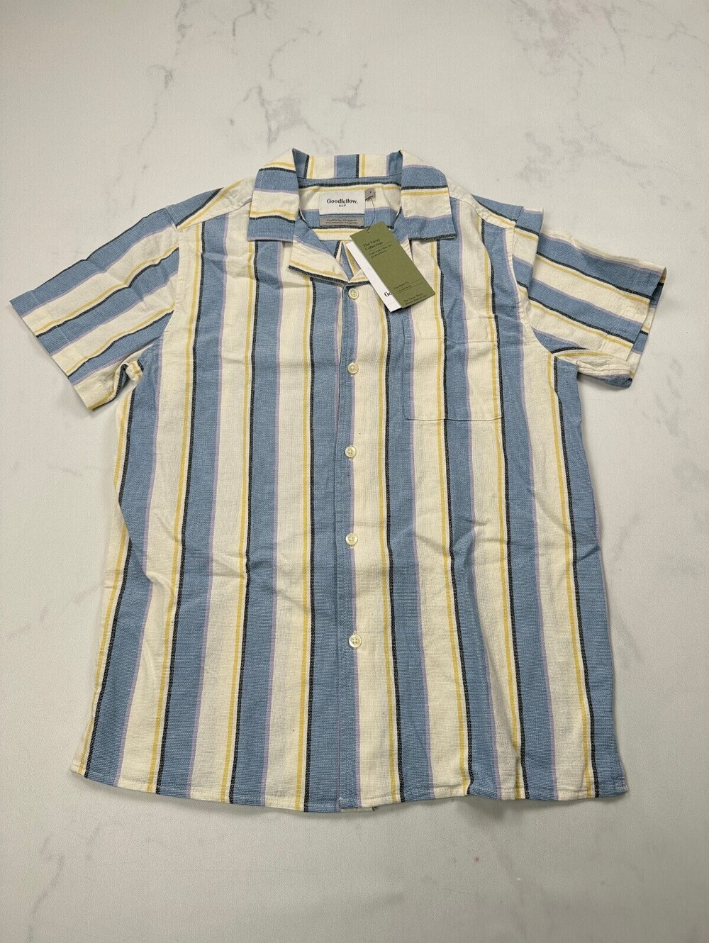 Goodfellow & Co Button-Up Shirt Blue 70s Retro - Mens S